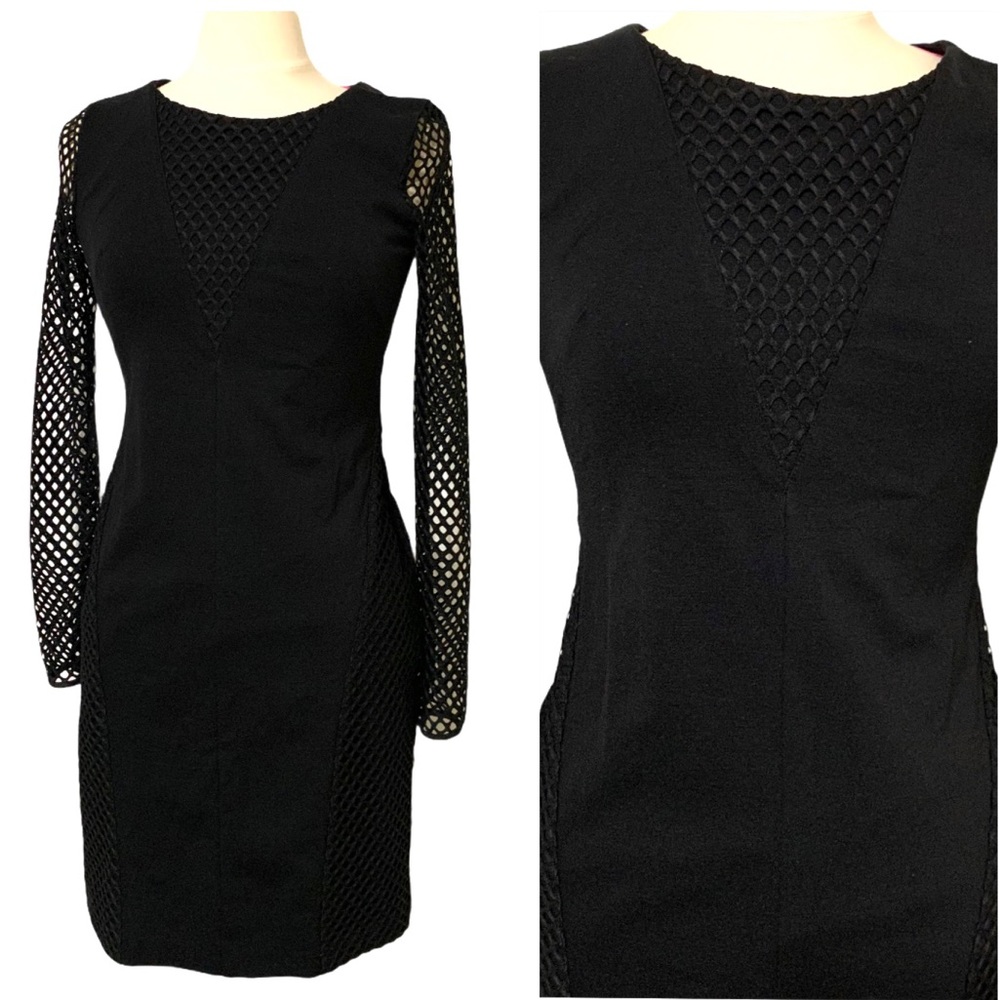 Betsey Johnson Black Fishnet Dress Midi Dre…